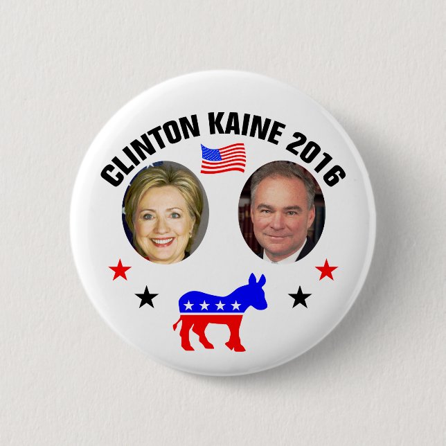CLINTON KAINE 2016 6 CM ROUND BADGE (Front)