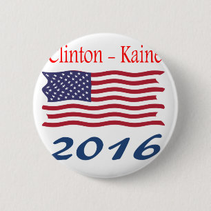 Clinton Kaine waving flag 6 Cm Round Badge