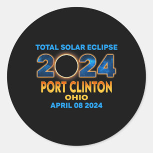 Clinton Ohio Eclipse 2024 Total Solar Eclipse Classic Round Sticker