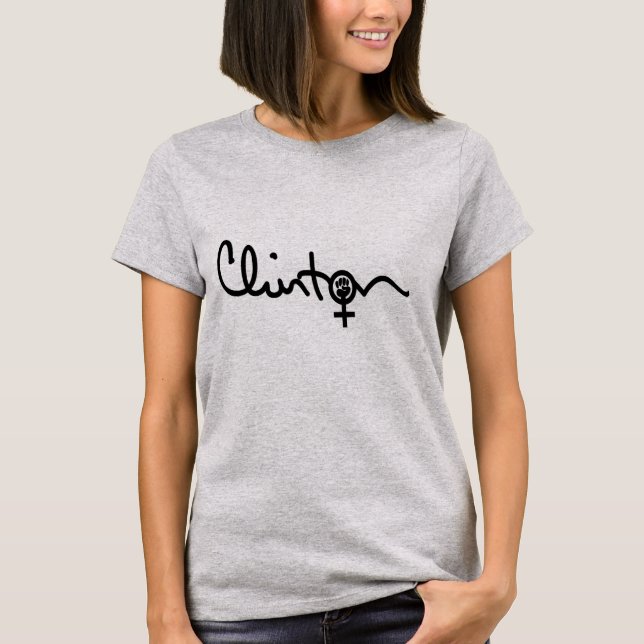 Clinton Signature Feminist Power Symbol For Light T-Shirt (Front)