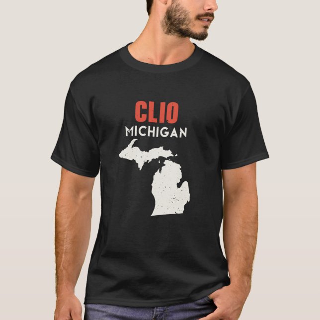 Clio Michigan USA State America Travel Michiganian T-Shirt (Front)