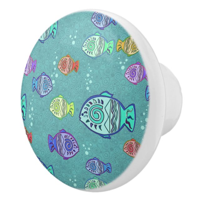 Clip Art Fish Pattern + your ideas Ceramic Knob (Right)