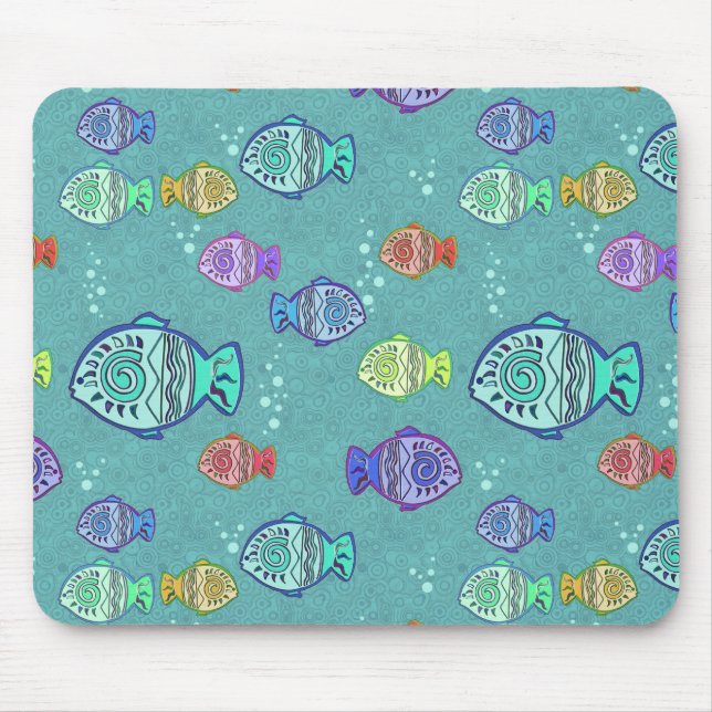 Clip Art Fish Pattern + your ideas Mouse Pad (Front)
