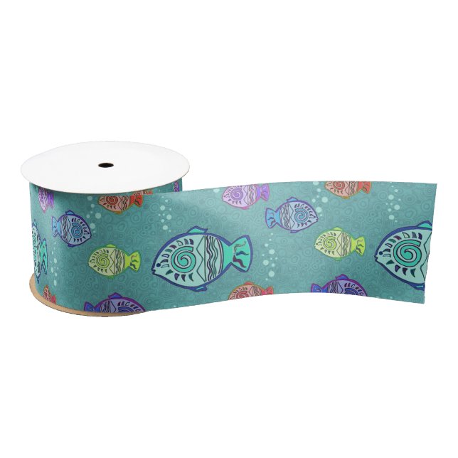 Clip Art Fish Pattern + your ideas Satin Ribbon (Spool)