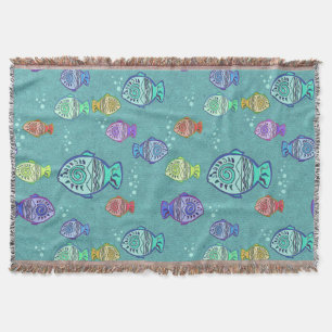 Clip Art Fish Pattern + your ideas Throw Blanket