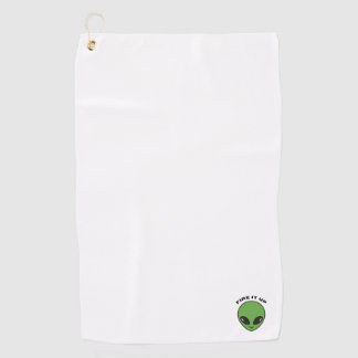 Clip Towel / Golf Towel - Alien Head Fire It Up