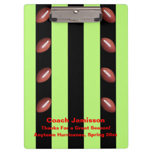 Clipboard, Black and Green Stripe, Football Coach Clipboard