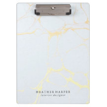 Clipboard - Blue & Gold Marble