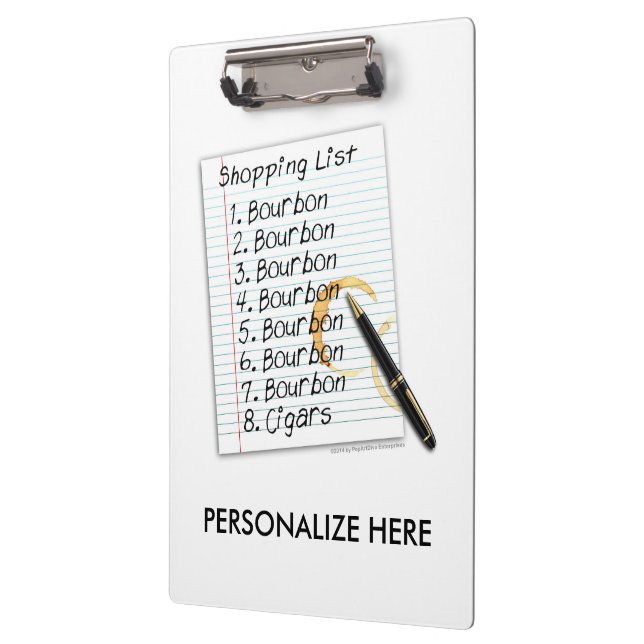 CLIPBOARD - BOURBON LOVERS SHOPPING LIST (Left)