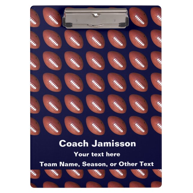 Clipboard Dark Navy, Football Pattern, for Coach (Front)