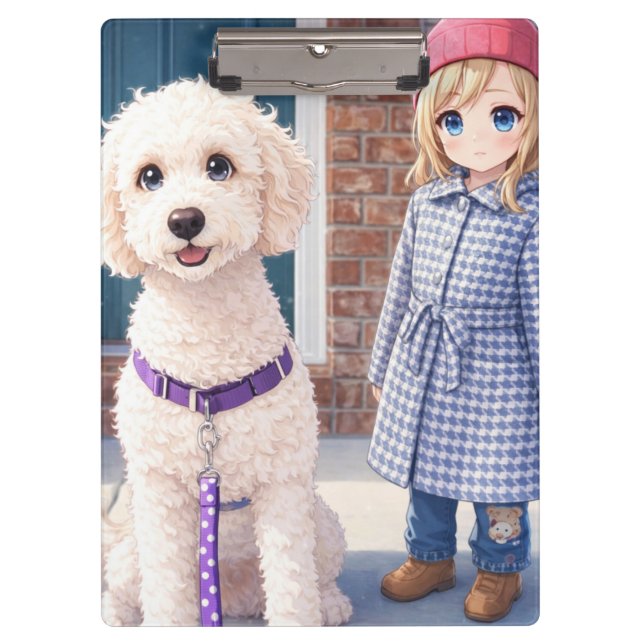 Clipboard Little Girl & Dog Cute  (Front)