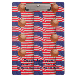Clipboard, Multi American Flags, Basketball Coach Clipboard