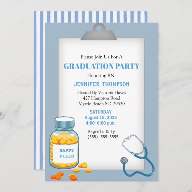 Clipboard Nurse/Medical Graduation Invitation (Front/Back)