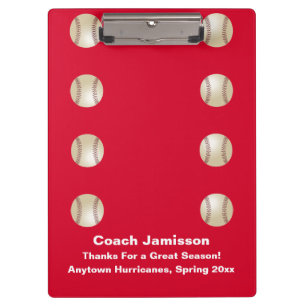 Clipboard, Red, for Baseball Coach Clipboard