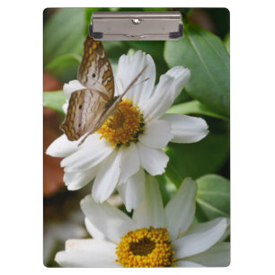 Clipboard/White Peacock Butterfly and Daisies Clipboard