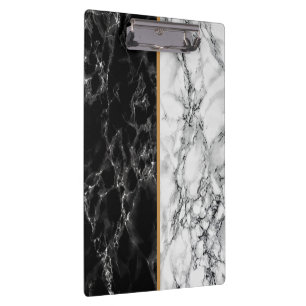 Clipboard with Black and White Marble Stone 