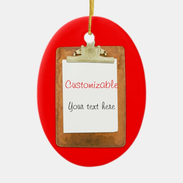 Clipboard with Plain White Paper Ceramic Tree Decoration (Front)