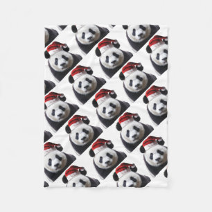 Clipped-Panda-Santa-2 Fleece Blanket