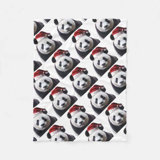 Clipped-Panda-Santa-2 Fleece Blanket (Front)