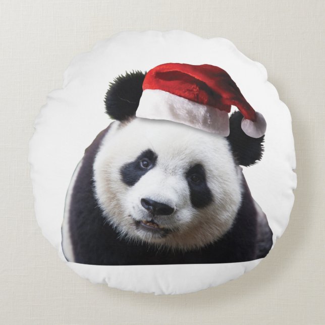 Clipped-Panda-Santa-2 Round Cushion (Front)