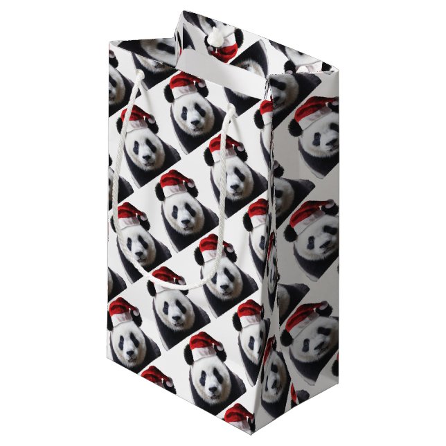 Clipped-Panda-Santa-2 Small Gift Bag (Front Angled)