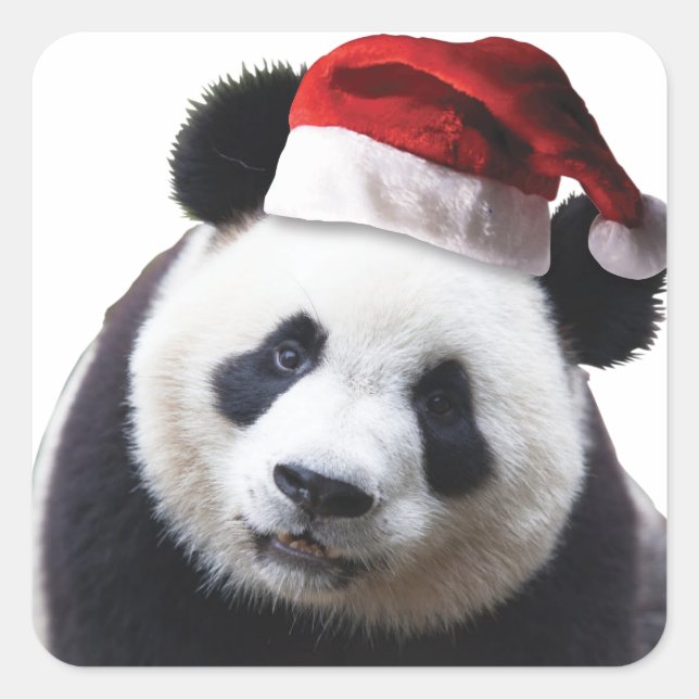 Clipped-Panda-Santa-2 Square Sticker (Front)