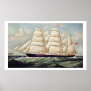 Clipper Barque 'Clendovey' (oil on canvas) Poster