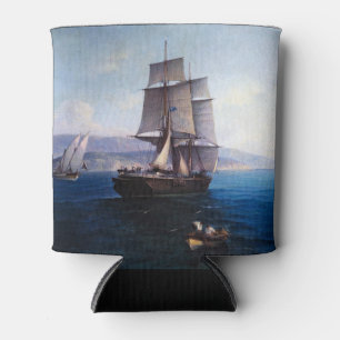Clipper Sailing ship and Steamer 1900's Can Cooler