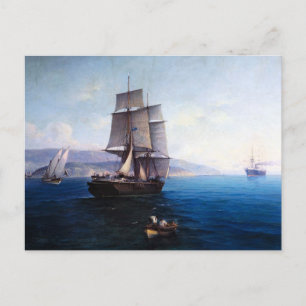 Clipper Sailing ship and Steamer 1900's Postcard