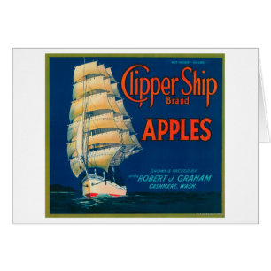 Clipper Ship Apple Label (green) - Cashmere, WA
