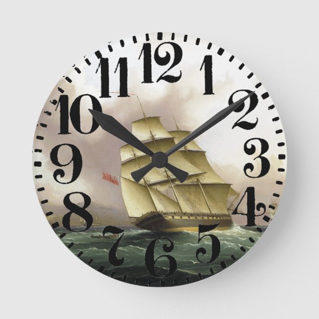 Clipper Ship Buttersworth Ocean Sea Wall Clock (Front)