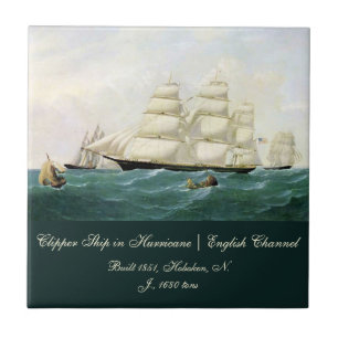Clipper Ship English Channel Hurricane Ceramic Tile