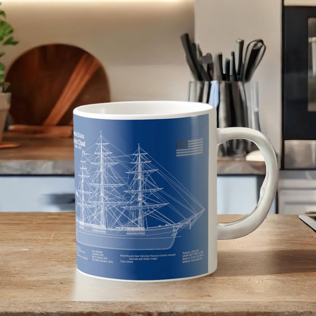 Clipper Ship Flying Cloud - Blueprint ABD Coffee Mug (Clipper Ship Flying Cloud - Blueprint ABD. Coffee Mug)