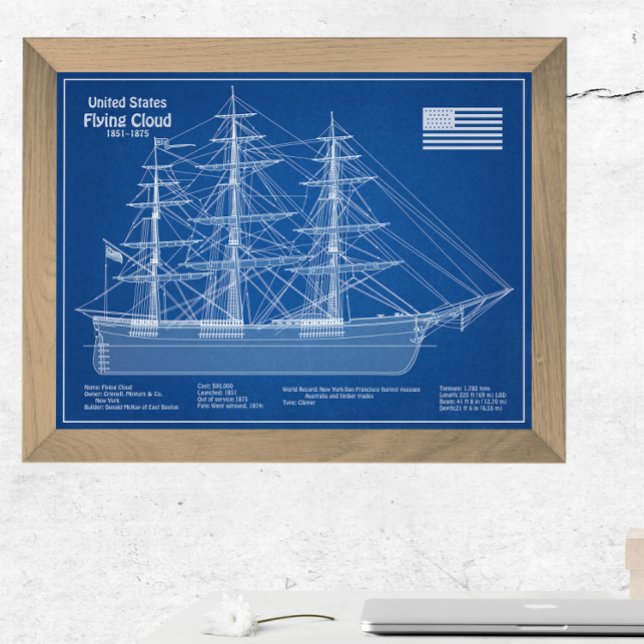 Clipper Ship Flying Cloud - Blueprint ABD Photo Print (Creator Uploaded)