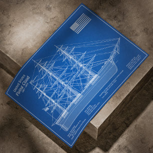 Clipper Ship Flying Cloud - Blueprint ABD Poster