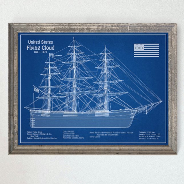Clipper Ship Flying Cloud - Blueprint ABD Poster (Creator Uploaded)