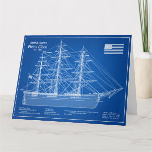 Clipper Ship Flying Cloud - Blueprint ABD Thank You Card