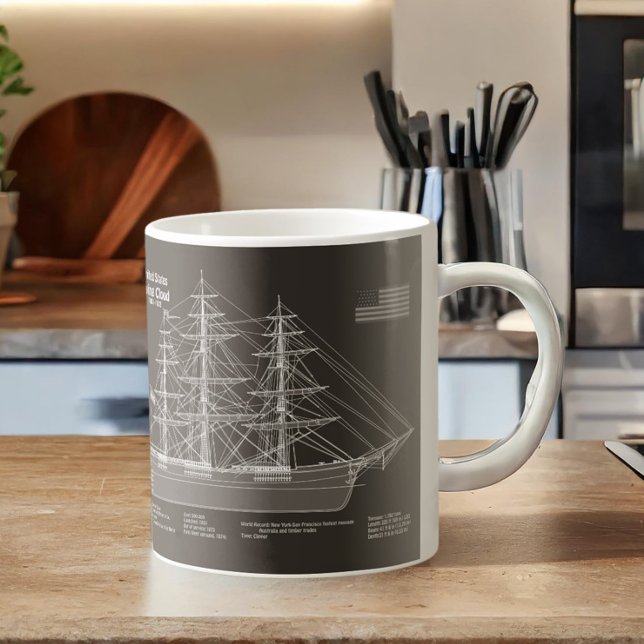 Clipper Ship Flying Cloud - Blueprint PD Coffee Mug (Clipper Ship Flying Cloud - Blueprint PD. Coffee Mug)