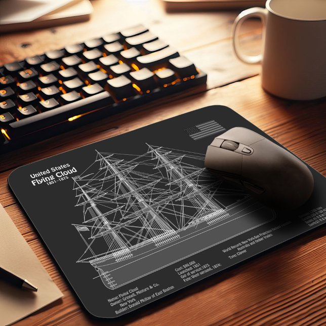 Clipper Ship Flying Cloud - Blueprint PD Mouse Pad (Clipper Ship Flying Cloud - Blueprint PD. Mouse Pad)