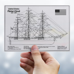 Clipper Ship Flying Cloud - Ship Blueprint BD Postcard