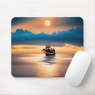 Clipper Ship On Moonlit Ocean Mouse Pad