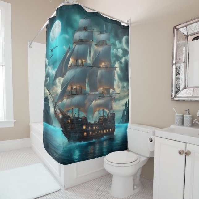 Clipper Ship Shower Curtain (In Situ)