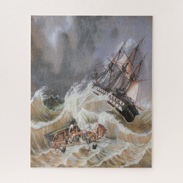Clipper Ship Storm at Sea 1870s Jigsaw Puzzle (Vertical)