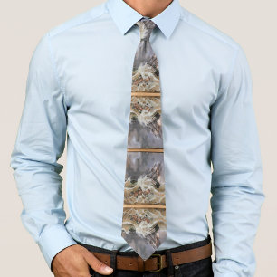 Clipper Ship Storm at Sea 1870s Tie