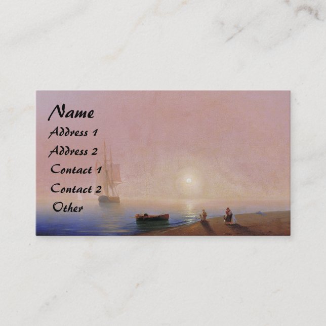 Clipper Ship Sunset Ocean Beach Business Cards (Front)