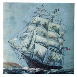 Clipper Ship Western Shore Ceramic Tile