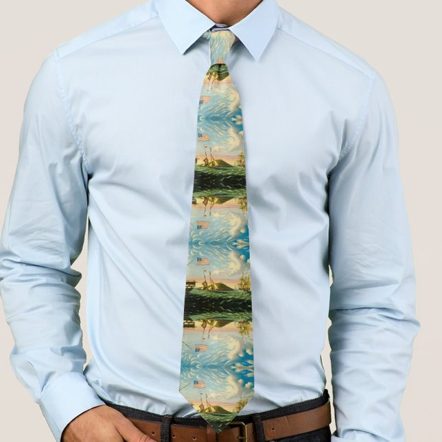 Clipper Ships Boston Harbour 1800s Tie (Creator Uploaded)