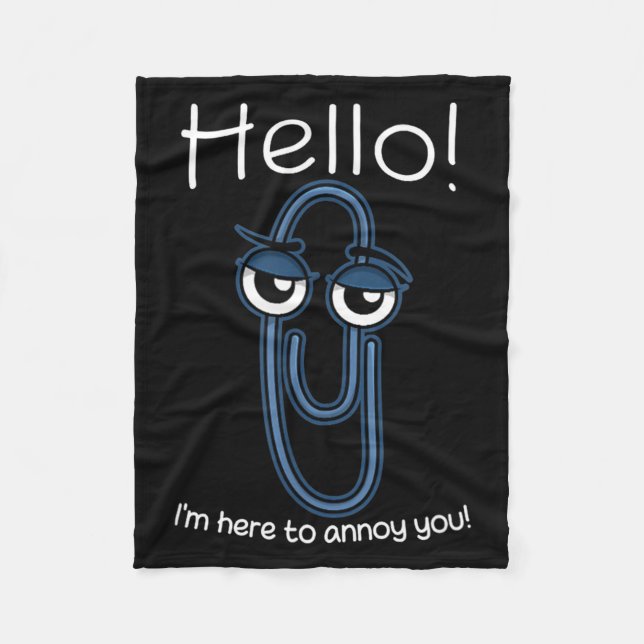 Clippy Paper Clip Funny Meme Page Note Sarcastic  Fleece Blanket (Front)