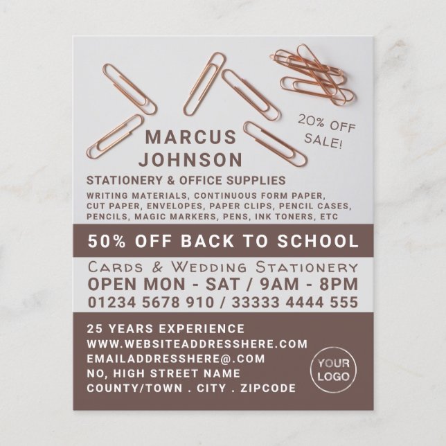 Clips, Stationery & Office Supplies, Stationer Flyer (Front)