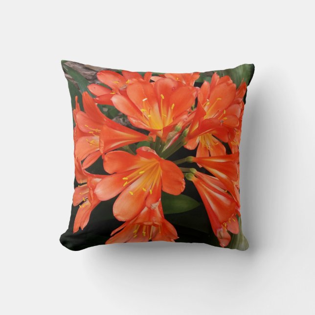 Clivia Miniata - The Orange Beautiful Flower Cushion (Front)